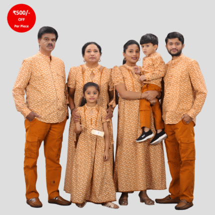 Pumpkin Spice Set - Maxi Dress & Mandarin Shirts with Cargo-Style