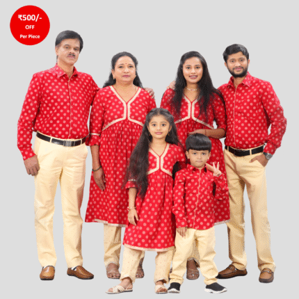 Savvy Red Kurti & Shirt - Effortless Family Style